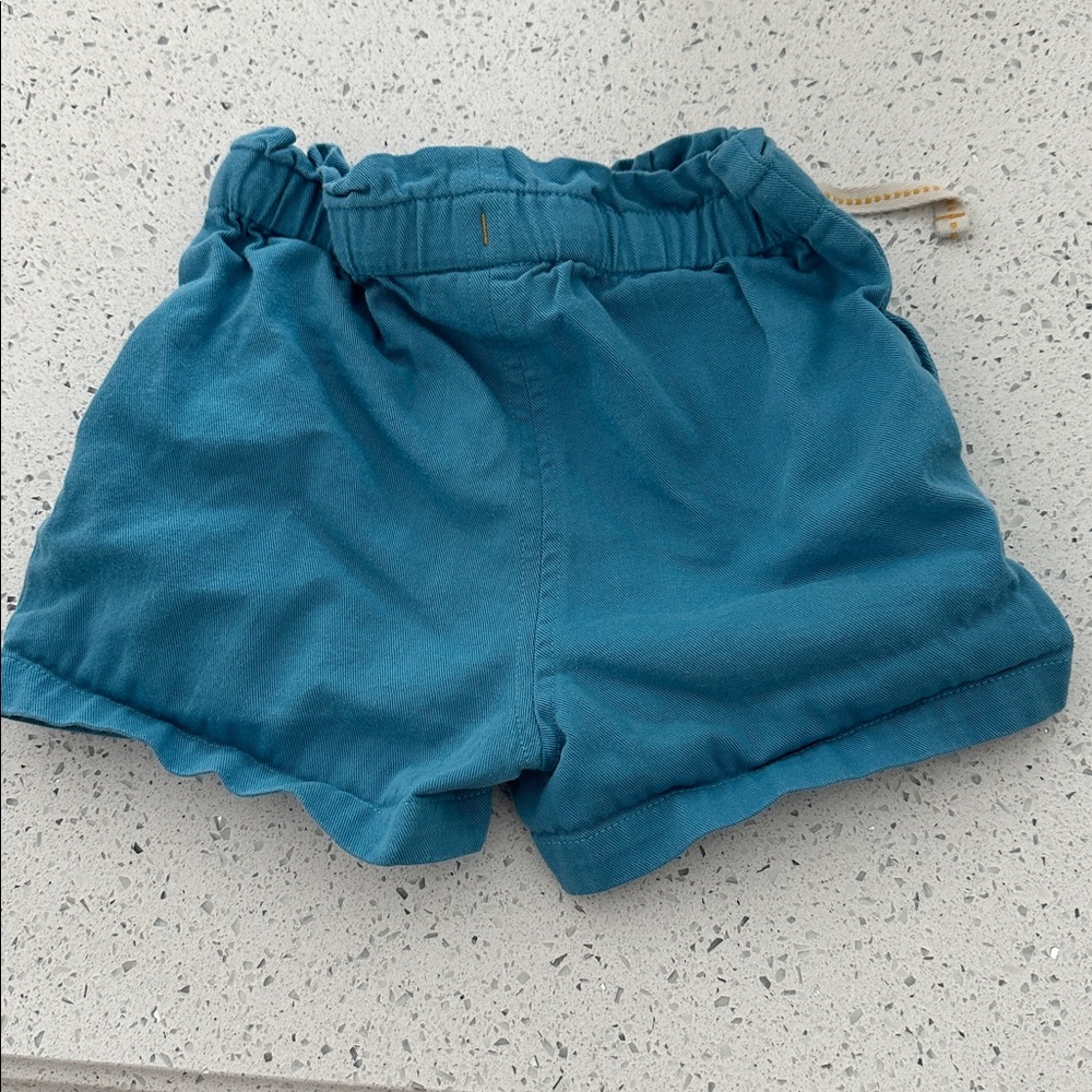 Little Green Radicals Teal Kids Shorts with Cream Drawstring - Picture 3 of 3